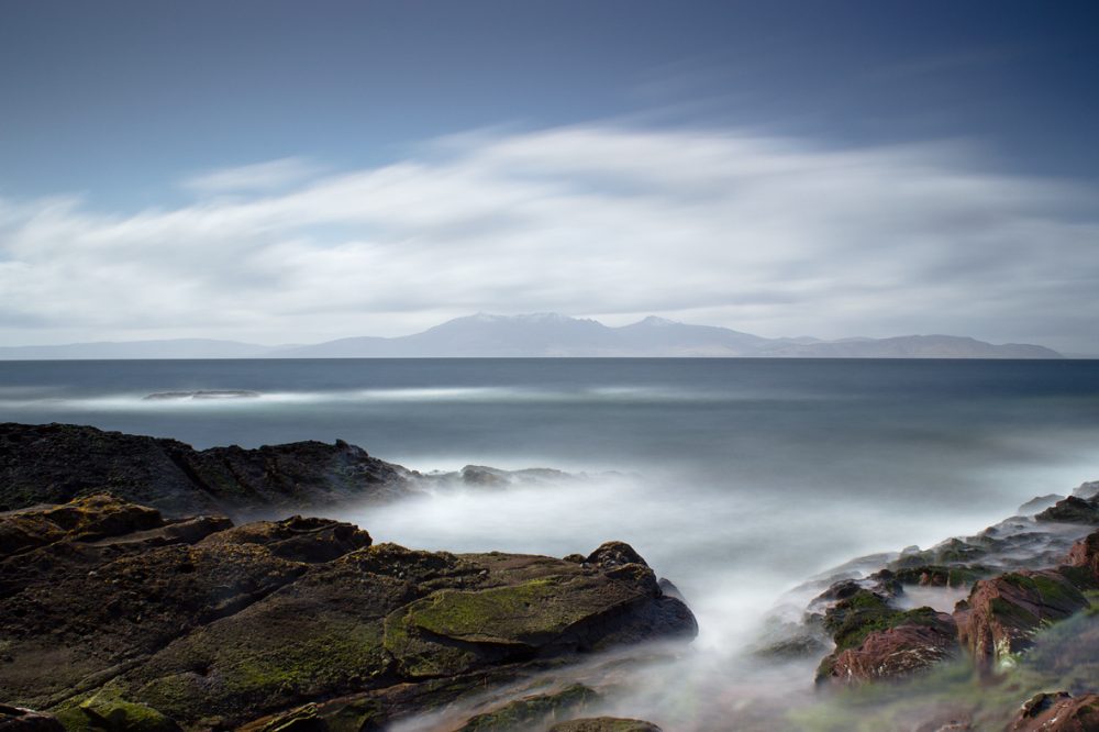 Rugged-Coastline,-Portencross,-Scotland